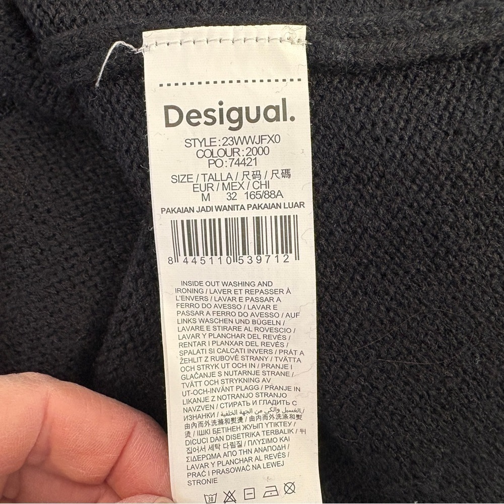 Desigual X Christian Lacroix Oversized Sequin Pullover Sweater Floral Black Sz M - Picture 8 of 9